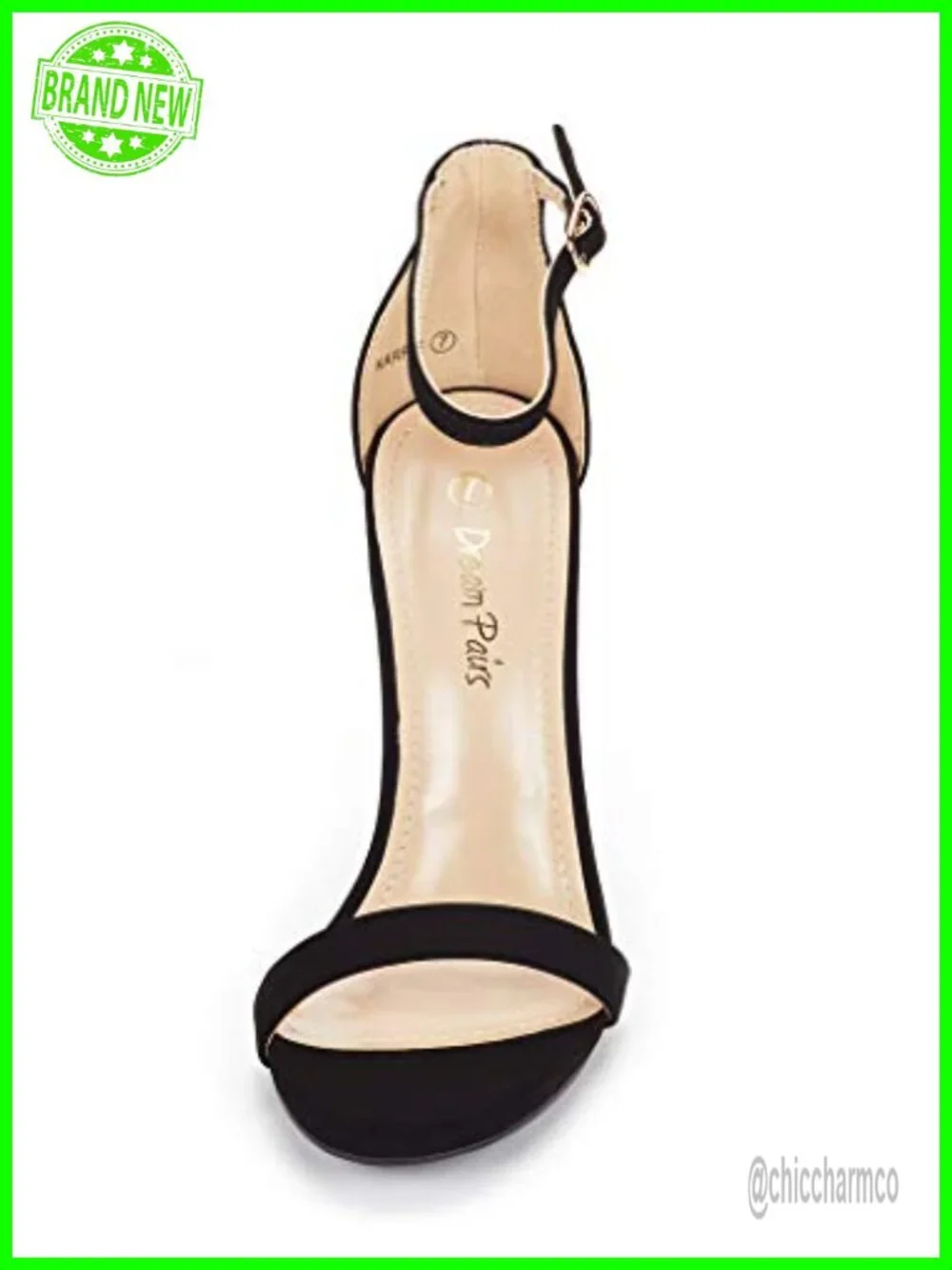 Stiletto Heel Sandals with Detachable Floral Appliqué - Open Toe Ankle Strap
